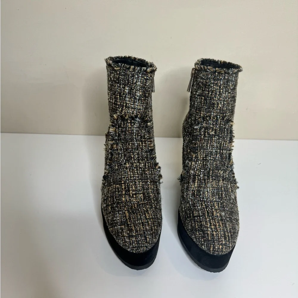 Castañer Quiaca Ankle Made in Spain Tweed suede Wedge Ankle Boots Platform Heel
